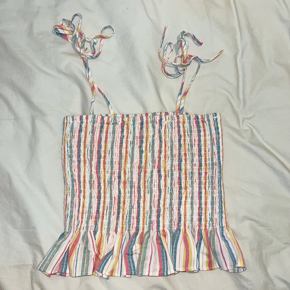 Forever 21 SIZE SMALL Rainbow Ruffle Crop Top